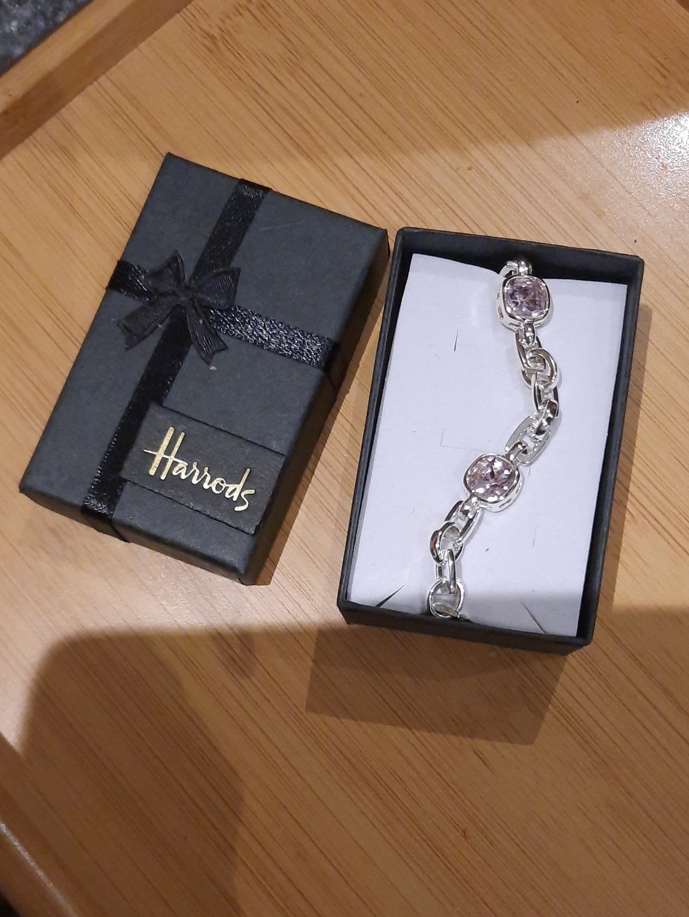 NIB AUTHENTIC GENUINE HARRODS LONDON tennis bracelet 7"-8" Rhodium
